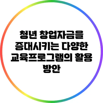 청년 창업자금을 증대시키는 다양한 교육프로그램의 활용 방안