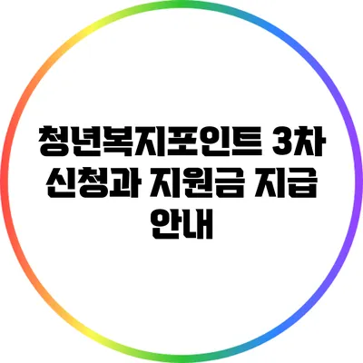 청년복지포인트 3차 신청과 지원금 지급 안내