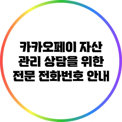 카카오페이 자산 관리 상담을 위한 전문 전화번호 안내
