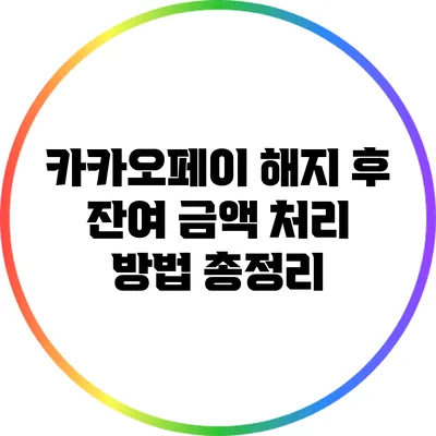 카카오페이 해지 후 잔여 금액 처리 방법 총정리