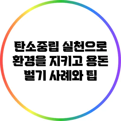 탄소중립 실천으로 환경을 지키고 용돈 벌기: 사례와 팁