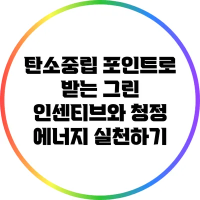 탄소중립 포인트로 받는 그린 인센티브와 청정 에너지 실천하기