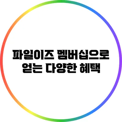 파일이즈 멤버십으로 얻는 다양한 혜택