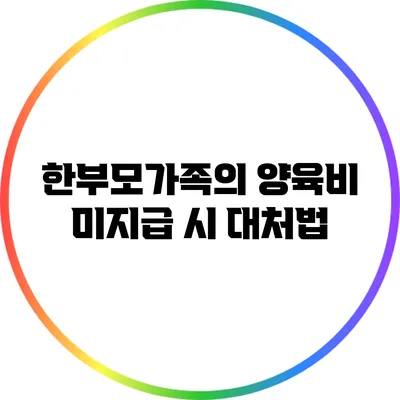 한부모가족의 양육비 미지급 시 대처법