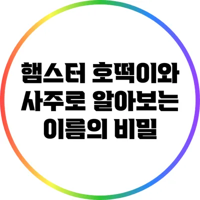햄스터 호떡이와 사주로 알아보는 이름의 비밀
