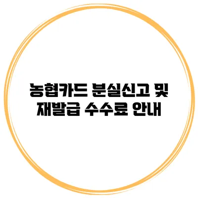 농협카드 분실신고 및 재발급 수수료 안내