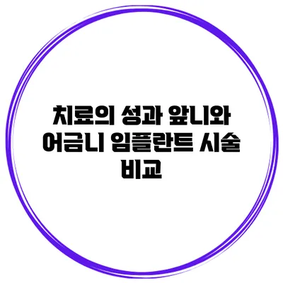 치료의 성과 앞니와 어금니 임플란트 시술 비교