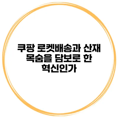 쿠팡 로켓배송과 산재 목숨을 담보로 한 혁신인가?
