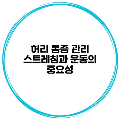 허리 통증 관리 스트레칭과 운동의 중요성
