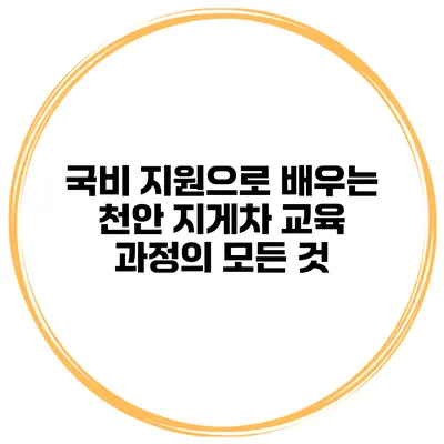 국비 지원으로 배우는 천안 지게차 교육 과정의 모든 것