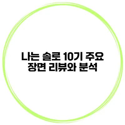 나는 솔로 10기 주요 장면 리뷰와 분석