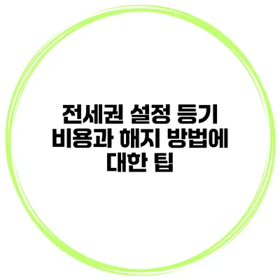 전세권 설정 등기 비용과 해지 방법에 대한 팁
